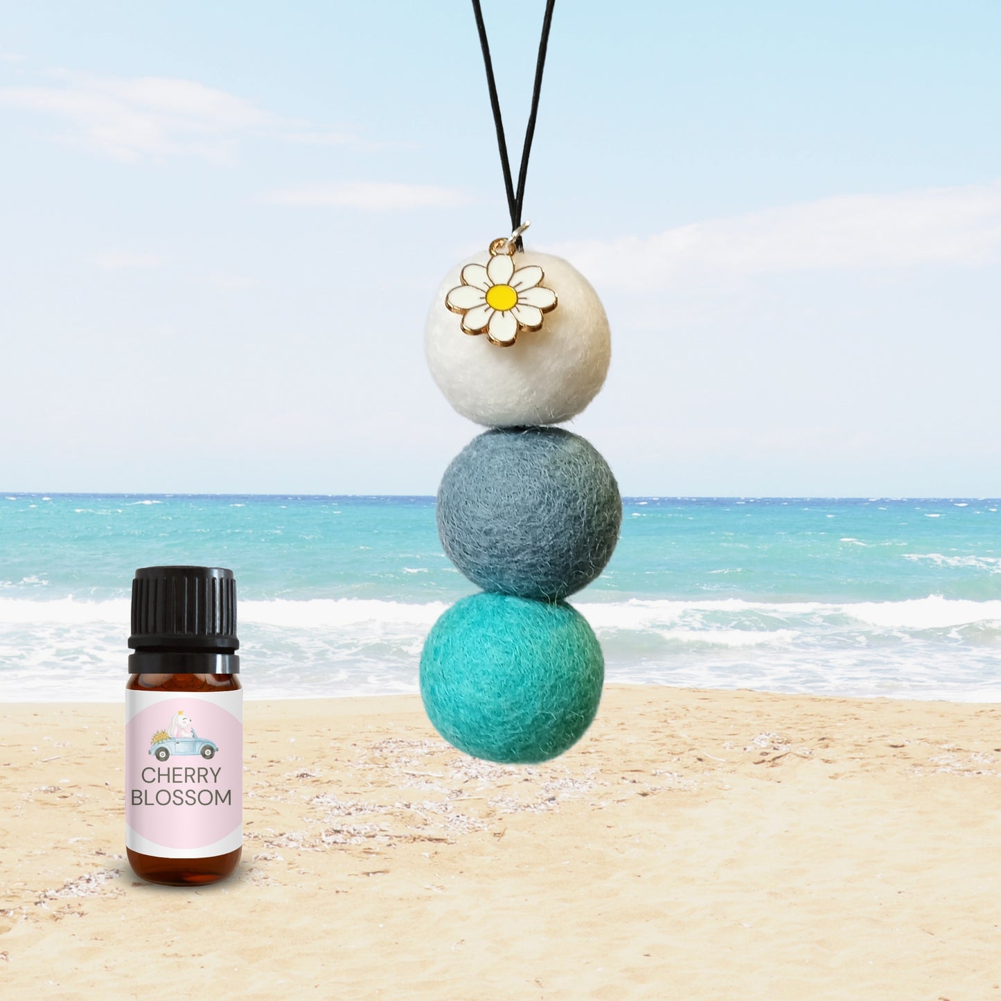 Essential Oil Car Diffuser - Cherry Blossom Scent - White Daisey Charm