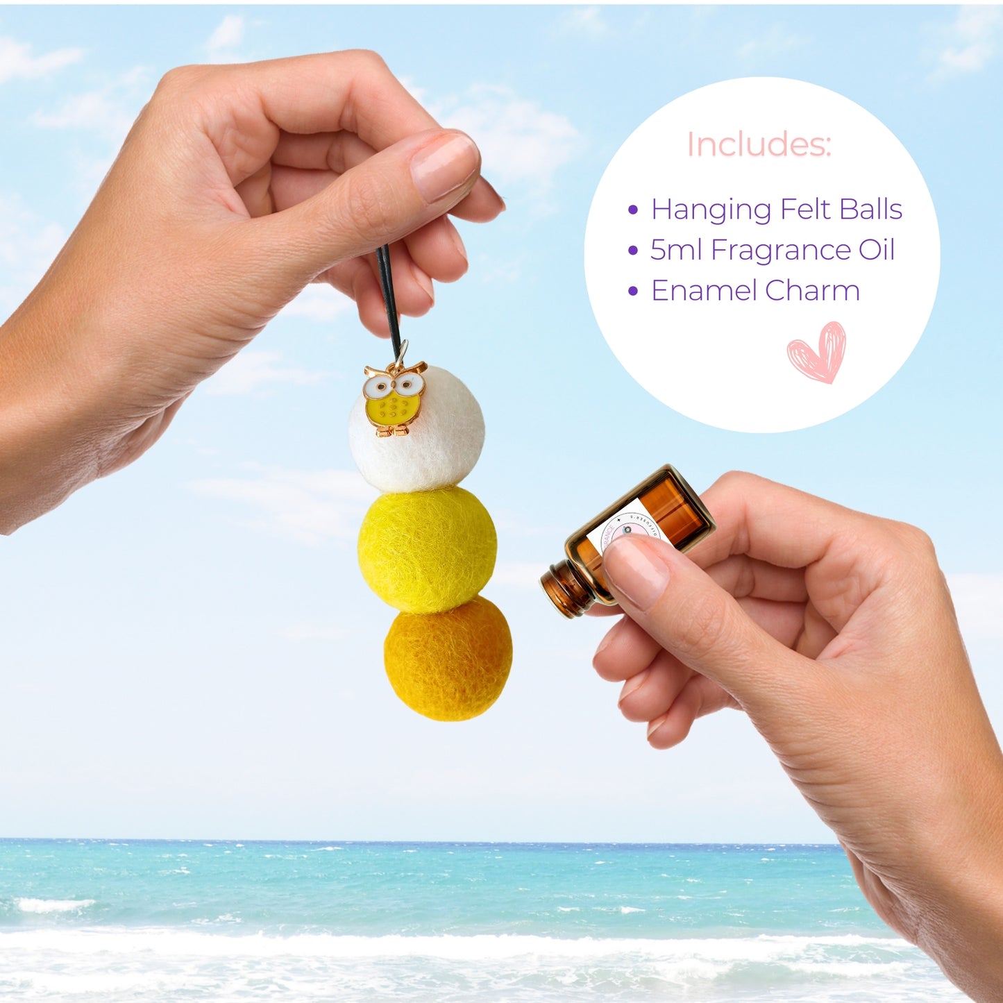 Hanging Car Fragrance with Essential Oil and Yellow Owl Charm