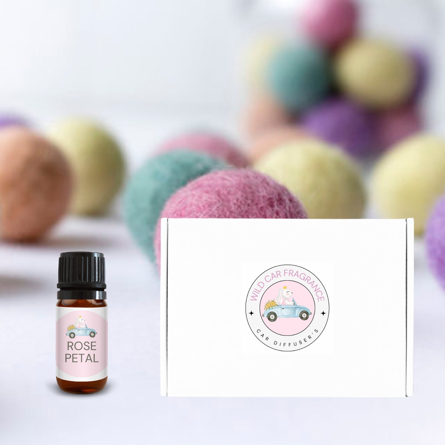 Essential Oil Car Diffuser - Rose Petal Scent - Purple Hand Bag Charm