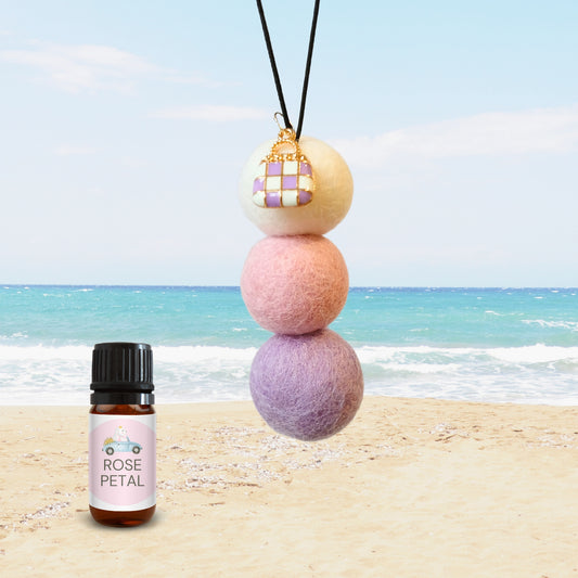 Essential Oil Car Diffuser - Rose Petal Scent - Purple Hand Bag Charm