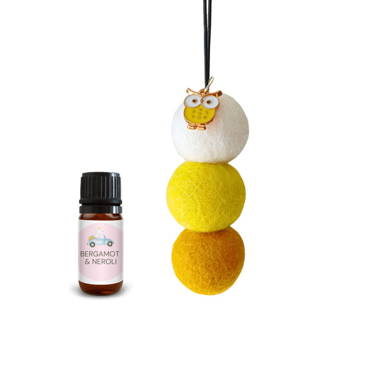 Bergamot & Neroli Felt Ball Car Diffuser with Bumble Bee Charm