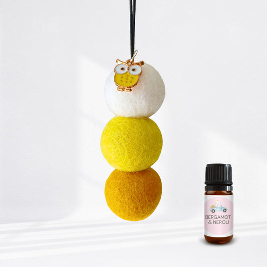Hanging Car Fragrance with Essential Oil and Yellow Owl Charm