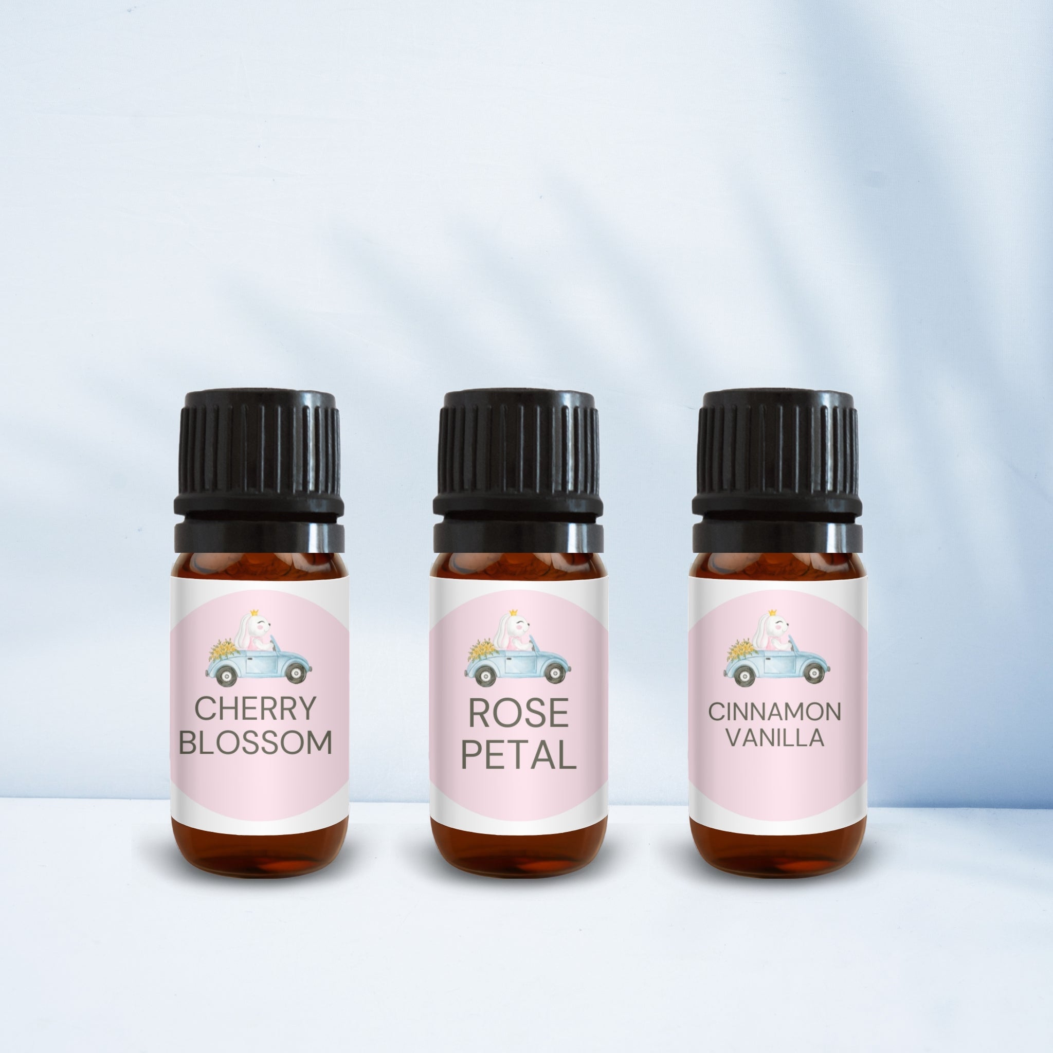 Three bottles of fragrance oils for car diffuser